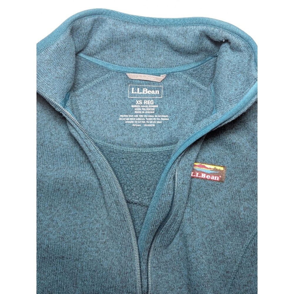 L.L.Bean Sweater Fleece Full-Zip Jacket In Green - Picture 5 of 11
